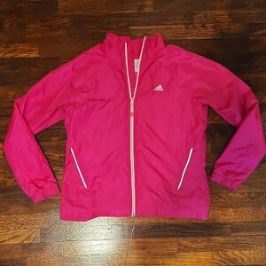 Adidas Fuchsia Zip-Up Lightweight Long Sleeve Windbreaker Jacket